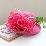 Linen Flower Sun Hat Manufacturer - Temperament Elegant Banquet Top Spring Autumn Solid Color Rolled Edge Women's Outdoor Basin Hat