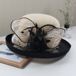 Wedding Top Hat Manufacturer - Bridal Women's Elegant Ruffles Flower Kentucky Derby Church Party Vintage Luxury Church Hats