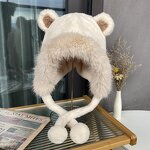 Hanging Ball Hat Manufacturer - Fufan Cute B Women's Autumn Winter Plus Wool Thickened Outdoor Cold Protective Ear Cap