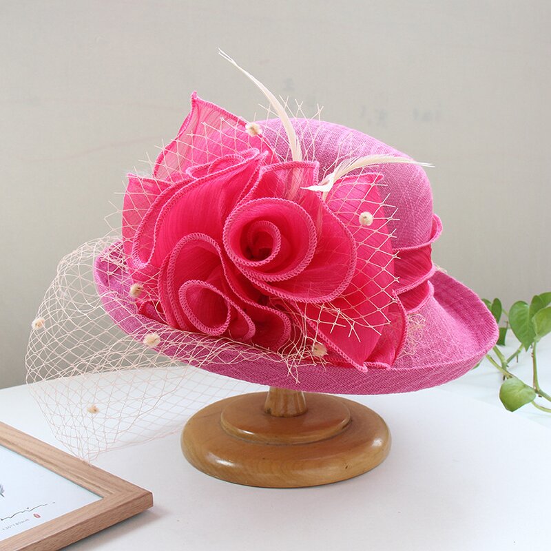 Linen Flower Sun Hat Manufacturer - Temperament Elegant Banquet Top Spring Autumn Solid Color Rolled Edge Women's Outdoor Basin Hat