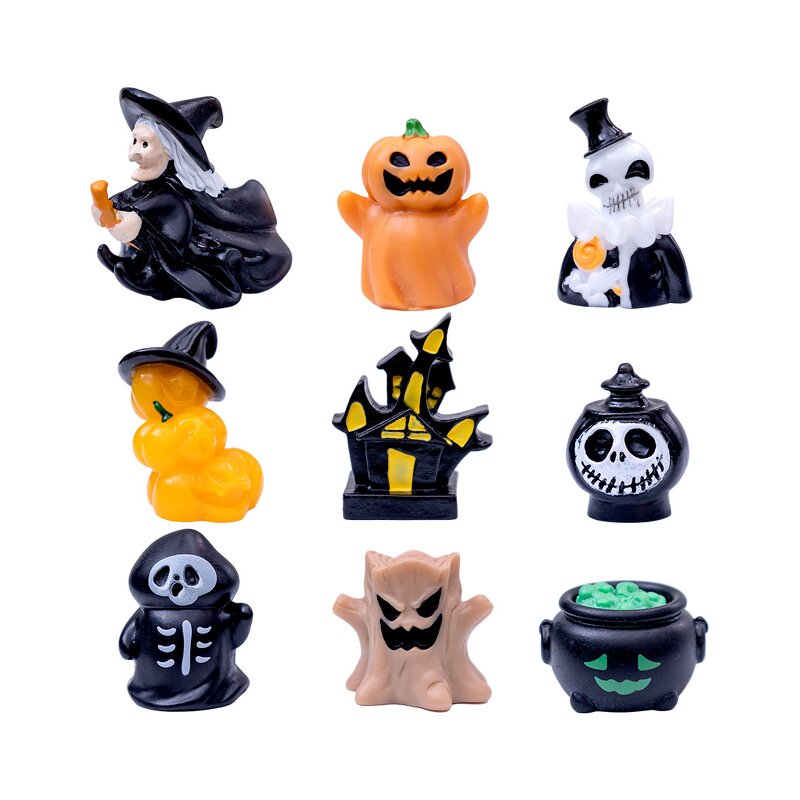 Halloween Resin Crafts Manufacturer - 11Color 2-3.8cm Cute Horrible Flying Witch JASON Reaper Demon Pumpkin Monster Castle Decoration