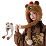Plush Guinea Pig Hat Manufacturer - Qiqiaodou Autumn Winter Women's Warm Windproof Cute Cartoon Ear Cap