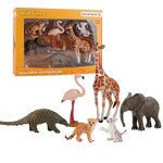 Wild Animal Model Gift Set Manufacturer - Lelewu Simulation Solid Giraffe Tiger Elephant Flamingo Decoration Box Set