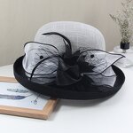 Wedding Top Hat Manufacturer - Bridal Women's Elegant Ruffles Flower Kentucky Derby Church Party Vintage Luxury Church Hats