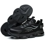 Men's Steel Toe Safety Shoes Manufacturer - Black Breathable Anti-smashing Quick Lacing Non-slip Security Guard Shoes