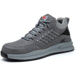 Men's Steel Toe Safety Shoes Manufacturer - Anti Puncture Grey Microfiber Upper Shoelaces Mesh Lining Good Quality