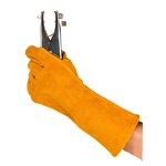 Welding Gloves Manufacturer - CE Certified Yellow Red Nitrile Coated Thickened Cowhide Molten Metal Splash Protection for Multi-Welding Type