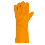 Welding Gloves Manufacturer - Argon Cowhide 14" Nitrile Coated Flexible Yellow & Red Industrial Use Safety Waterproof Premium Grain