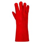Welding Gloves Manufacturer - Argon Cowhide 14" Nitrile Coated Flexible Yellow & Red Industrial Use Safety Waterproof Premium Grain
