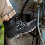 Men's Industrial Safety Shoes Manufacturer - Waterproof Leather Dual Density PU Sole Breathable Black Steel Toe Fashion