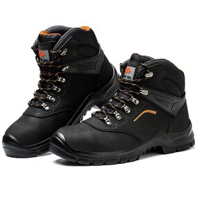 Men's Safety Shoes Manufacturer - Genuine Leather Upper Steel Toe Wear Resistant Dual Density PU Sole Comfortable Metal Custom Logo