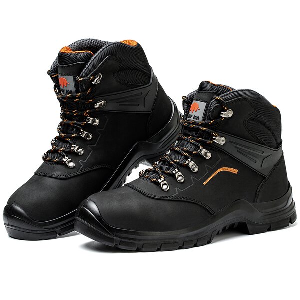 Men's Safety Shoes Manufacturer - Genuine Leather Upper Steel Toe Wear Resistant Dual Density PU Sole Comfortable Metal Custom Logo