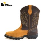 Men's Steel Toe Work Boots Manufacturer - Custom Genuine Leather No Lace Western Cowboy Style for Winter Summer Spring