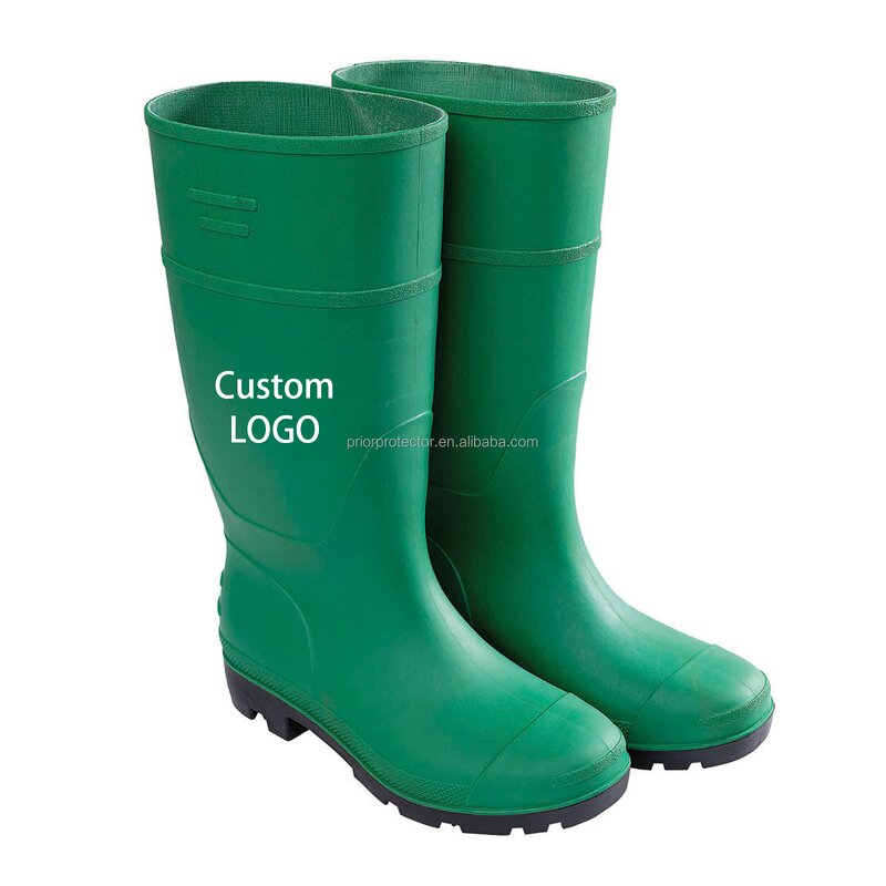 Men's Rain Boots Manufacturer - Green High Quality PVC Insole Anti-Slip Ankle & Bootie Round Toe for Outdoor Work & Garden Use All Seasons