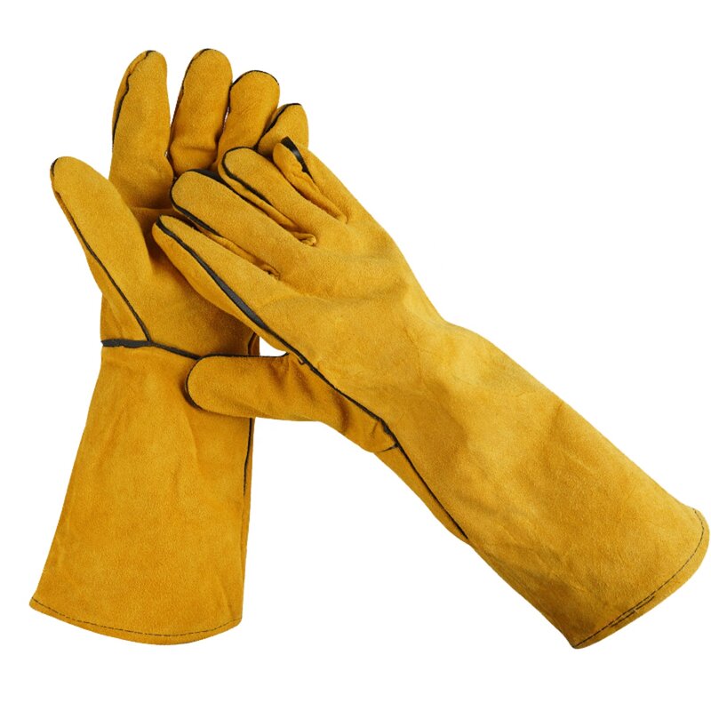 Welding Gloves Manufacturer - CE Certified Yellow Red Nitrile Coated Thickened Cowhide Molten Metal Splash Protection for Multi-Welding Type