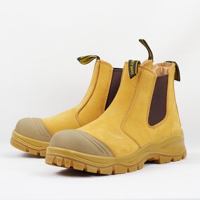 Chelsea Safety Shoes Manufacturer - Cow Leather Mid Cut Anti-Slip Construction with PU+Rubber Sole Alkali/Acid/Oil Resistant for Factory