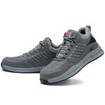 Men's Steel Toe Safety Shoes Manufacturer - Anti Puncture Grey Microfiber Upper Shoelaces Mesh Lining Good Quality