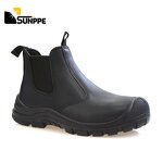 Chelsea Industrial Boots Manufacturer - No Lace Waterproof Leather Breathable Black Men Steel Toe Fashion Safety Shoes