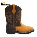 Men's Steel Toe Work Boots Manufacturer - Custom Genuine Leather No Lace Western Cowboy Style for Winter Summer Spring