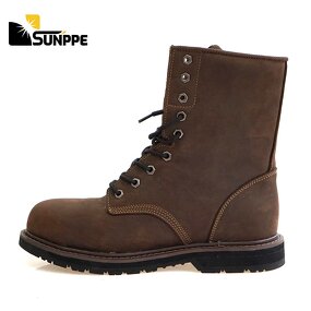 EN20345 Safety Boots Manufacturer - Custom Crazy Horse Leather Half Knee Cowboy Steel Toe Good Welt Year for Mining Oil Field