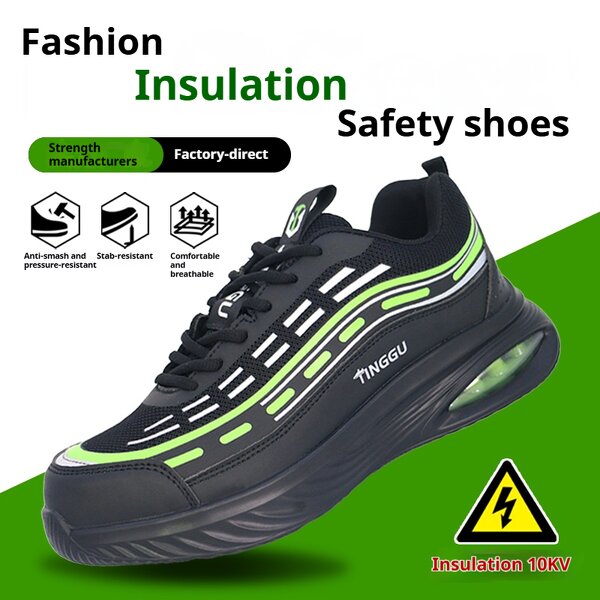 10KV Insulation Safety Shoes Manufacturer - Plastic Toe Color Anti Puncture Ergonomic Microfiber Upper MD Rubber Outsole Mesh Lining