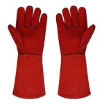Welding Gloves Manufacturer - Argon Cowhide 14" Nitrile Coated Flexible Yellow & Red Industrial Use Safety Waterproof Premium Grain