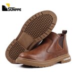 Men's Steel Toe Safety Boots Manufacturer - Custom Lightweight Chelsea Fashionable Rubber Leather Pull-On Casual for Summer Autumn