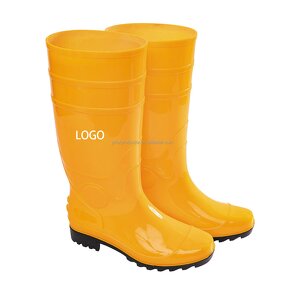 Men's Rain Boots Manufacturer - Yellow High Quality PVC Insole Anti-Slip Ankle & Bootie Round Toe for Outdoor Work & Garden Use All Seasons