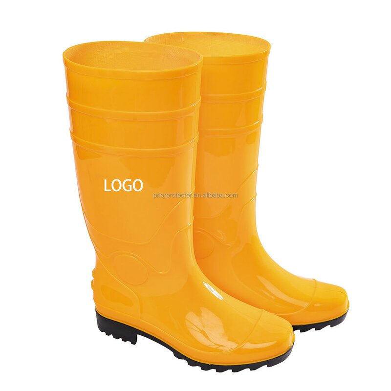 Men's Rain Boots Manufacturer - Yellow High Quality PVC Insole Anti-Slip Ankle & Bootie Round Toe for Outdoor Work & Garden Use All Seasons