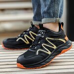 Plastic Toe Safety Shoes Manufacturer - High Quality Color Anti Puncture Ergonomic Microfiber Upper MD Rubber Outsole Mesh Lining