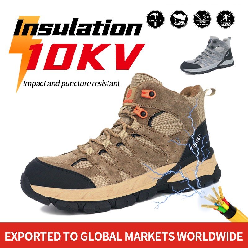 10KV Insulation Safety Shoes Manufacturer - Plastic Toe Color Anti Puncture Ergonomic Microfiber Upper MD Rubber Outsole Mesh Lining