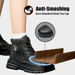 Lady Women Safety Shoes Manufacturer - Wholesale Cheap Price Heavy Duty Steel Toed Work Boots Black Microfiber Upper