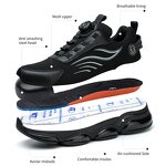 Men's Steel Toe Safety Shoes Manufacturer - Black Breathable Anti-smashing Quick Lacing Non-slip Security Guard Shoes