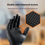 Nitrile Gloves Manufacturer - Disposable Protective Extra Thick Diamond Pattern Wear-resistant Anti-Slip SUNPPE NH15 Black Orange English