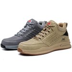 Men's Steel Toe Safety Shoes Manufacturer - Anti Puncture Grey Microfiber Upper Shoelaces Mesh Lining Good Quality