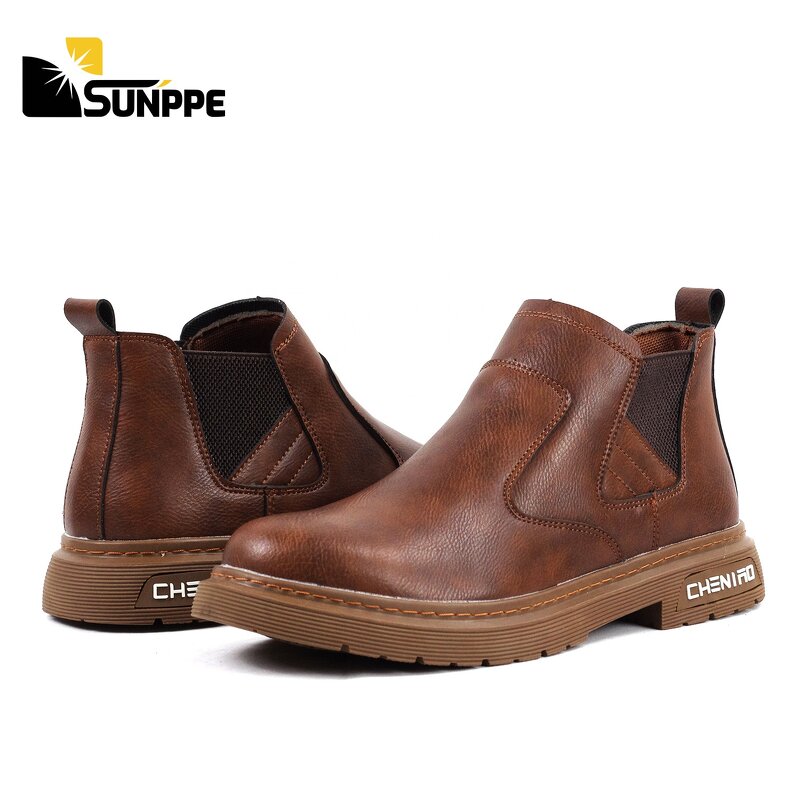 Men's Steel Toe Safety Boots Manufacturer - Custom Lightweight Chelsea Fashionable Rubber Leather Pull-On Casual for Summer Autumn