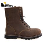 EN20345 Safety Boots Manufacturer - Custom Crazy Horse Leather Half Knee Cowboy Steel Toe Good Welt Year for Mining Oil Field