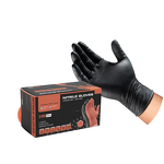 Nitrile Gloves Manufacturer - Disposable Protective Extra Thick Diamond Pattern Wear-resistant Anti-Slip SUNPPE NH15 Black Orange English