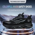 Men's Steel Toe Safety Shoes Manufacturer - Black Breathable Anti-smashing Quick Lacing Non-slip Security Guard Shoes