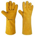 Welding Gloves Manufacturer - CE Certified Yellow Red Nitrile Coated Thickened Cowhide Molten Metal Splash Protection for Multi-Welding Type