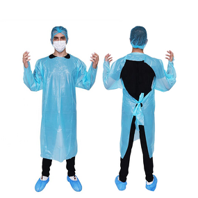 Disposable Isolation Gown Manufacturer - 45GSM/50GSM Long Sleeve CPE Plastic Waterproof with Thumb Loop