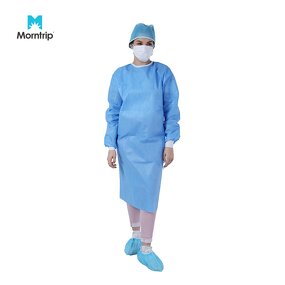 Disposable Protective Surgical Gown Manufacturer - Factory Price AAMI Level 4 Blue Medical with Knitted Cuff Fluid Resistance