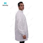 Disposable Lab Coat Manufacturer - Snap Closure for Lab Use Work Clothes Dust Suit White with Knitted Collar Cuffs