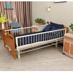 Manual Nursing Bed Manufacturer - Wooden Headboard Moveable Guardrail Lifting for Elderly Care 2 Cranks