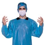 Disposable Isolation Gown Manufacturer - 45GSM/50GSM Long Sleeve CPE Plastic Waterproof with Thumb Loop