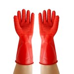 Safety Work Rubber Glove Manufacturer - Hot Sale Oil Acid Alkali Chemical Resistant Industrial Long Sleeve Red PVC Coated