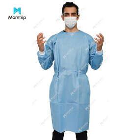 Disposable Isolation Gown Manufacturer - Fast Shipping 45gsm SMS 120x140cm with 3cm Knitted Cuff