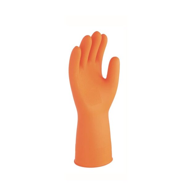 Household Cleaning Gloves Manufacturer - 34cm Orange Rubber Latex Thin 100% Nature