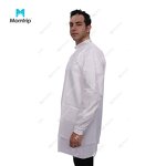 Disposable Lab Coat Manufacturer - Snap Closure for Lab Use Work Clothes Dust Suit White with Knitted Collar Cuffs
