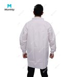 Disposable Lab Coat Manufacturer - Snap Closure for Lab Use Work Clothes Dust Suit White with Knitted Collar Cuffs